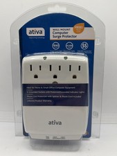 Ativa Wall Mount Computer Surge Protector  F9H620-CW-OD  x2 Phone Lines NEW