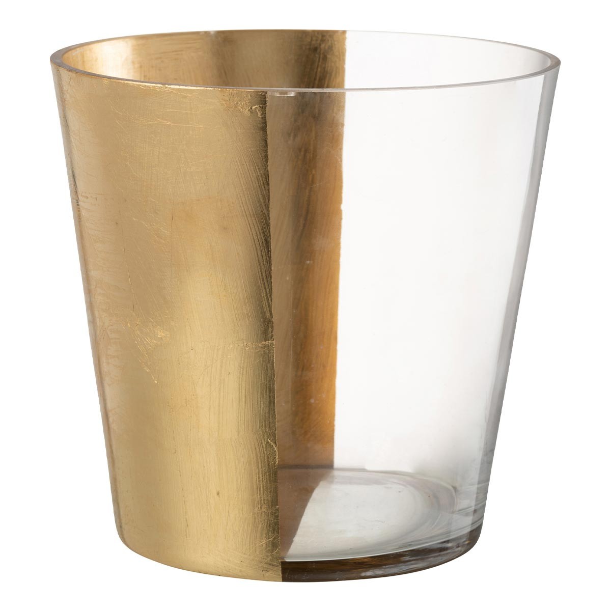 Photophore en verre Boe 23cm de hauteur couleur transparent et or pour bougie chauffe-plat