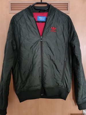 Adidas Puffer Jacket Mens Medium Green Quilted Full Zipper Lightweight Vgc