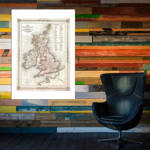 Landkarte Der Britisch Isles Vuillemin 1852 Wandkunst Poster Druck - Picture 8 of 12