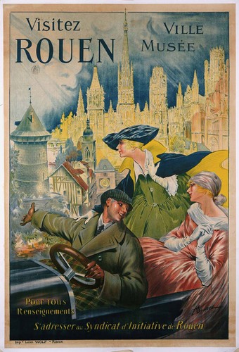 P. Bonnet "Visitez Rouen" road transport Brown Artwork PAPER or CANVAS Fine Art - 第 1/4 張圖片