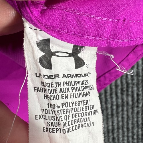 Under Armour Shirt Womens Medium Purple Long Sleeve Button Up Heat Gear Fitted - Picture 13 of 15