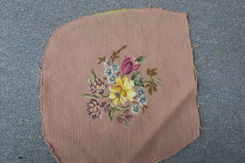 Vintage Older Fine Handmade Finished Floral Needlepoint Seat Cover 16" x 17" - Picture 2 of 4