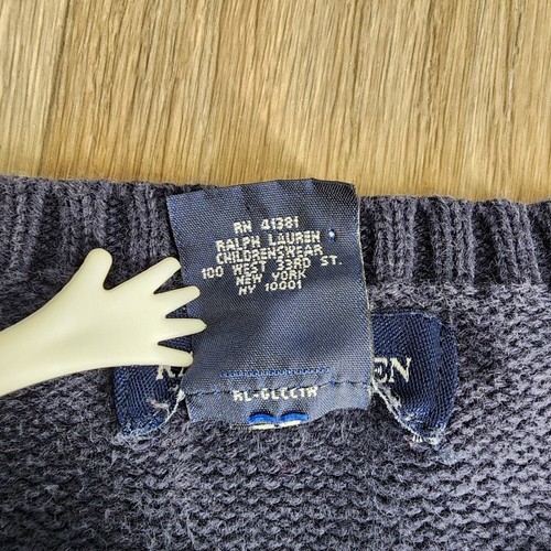Ralph Lauren Girls Large Sweater Cotton Knit Crewneck Embroidered Logo Navy Blue - Picture 3 of 10