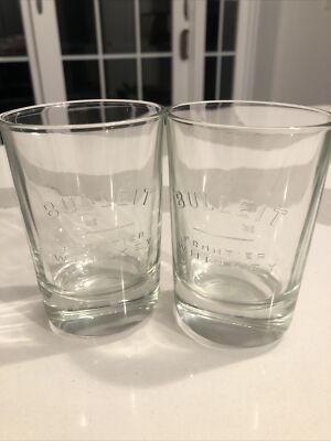Set Of 2 Bulleit Bourbon Frontier Whiskey Oval Rocks Glasses 4.5  Tall
