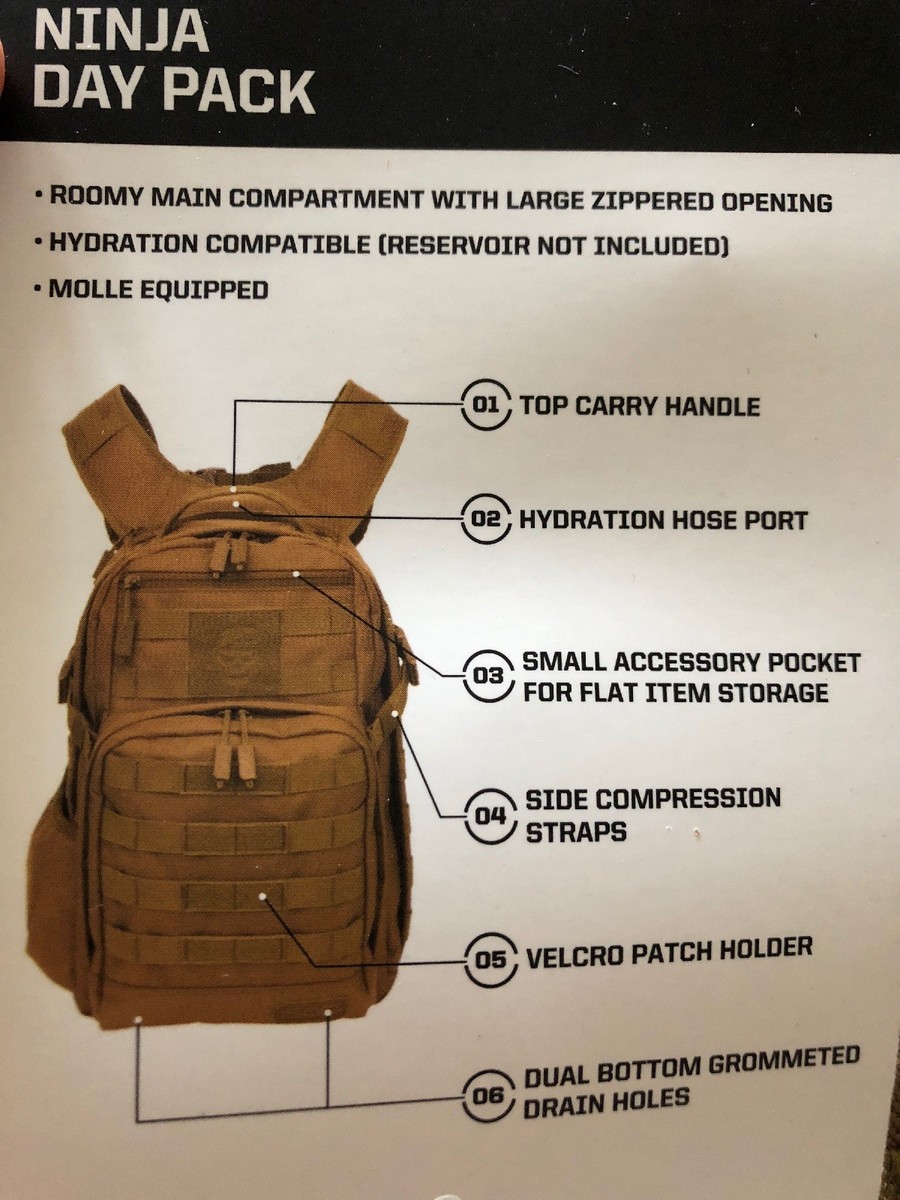 Military Pack Bag SOG Tactical Ninja Day Backpack Desert Tan Brown