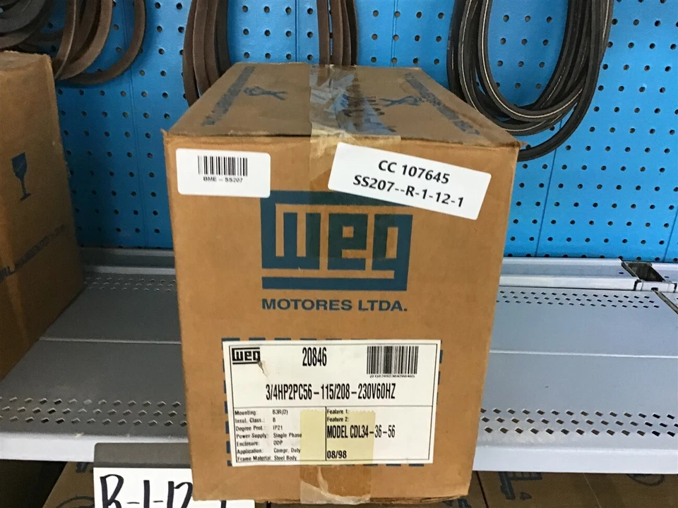 Weg CDL34-36-56 3/4 HP AC Motor 115/208-230 V Single Phase 2P 3600 Rpm 56 Fr - Image 2 of 4