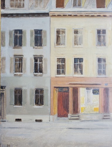 Gemälde Öl Stadt Haus Fassade Max Löw Signiert - Bild 2 von 11