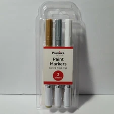 Premiere by Nicole Paint Markers Extra Fine Tip Silver Gold White .4mm Oil Based