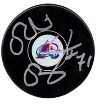 PATRICE BRISEBOIS COLORADO AVALANCHE SIGNED AUTOGRAPHED LOGO PUCK WITH COA