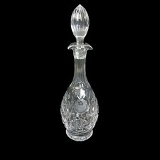 European Cut Crystal Rose & Diamond Bulbous 15.75" Decanter and Stopper BARWARE