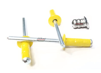 Yellow 3/16'' Aluminum Small Head with Steel Mandrel Multi Grip Pop Rivets Fas...