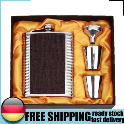 8oz Hip Flask Barware Mini Empty Bottle with 1 Funnel 2 Cups for Camping Picnics