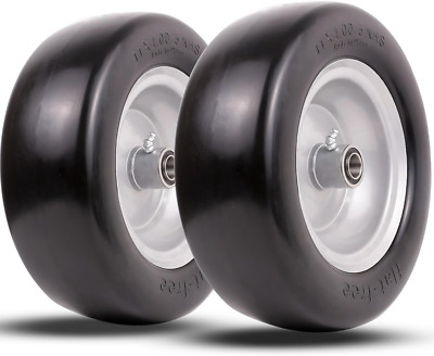 11X4.00-5 Lawn Mower Tires Flat Free, Solid Smooth Tires and Wheel with 3/4'' Pre