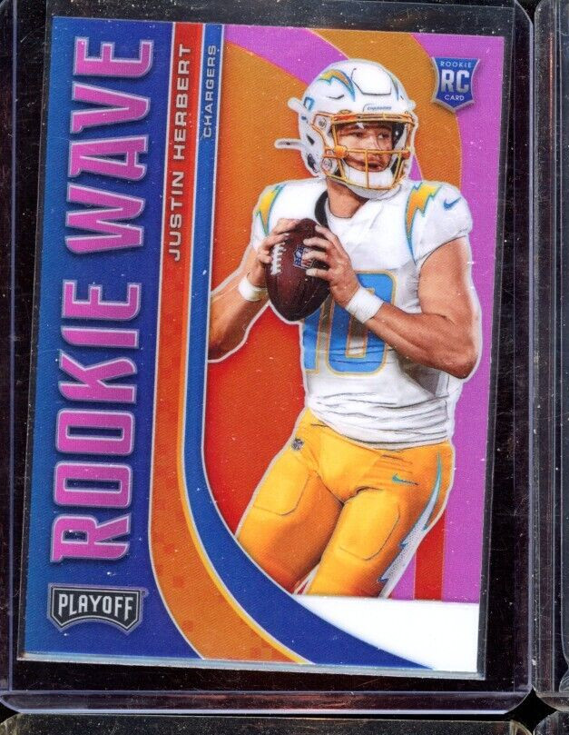2020 PANINI PLAYOFF JUSTIN HERBERT  RC RW-4 ROOKIE WAVE PINK PRIZM REFRACTOR