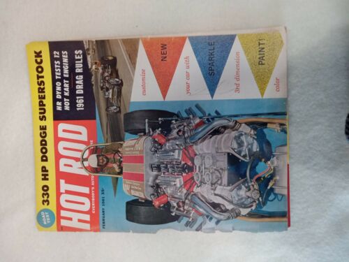 HOT ROD magazine,  FEB 1961,  Cars,  Hot Rods,  Drags, Races, Micro Midgets - Afbeelding 1 van 9