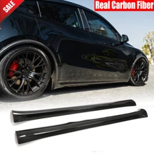 For Tesla Model Y 2019-24 Real Carbon Side Skirt Extension Lip Spoiler Body kits