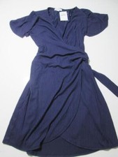 NWT Nortstrom Womens Size XS Wrap Dress Navy Tie Short Sleeve V-Neck Ribbed