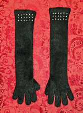 C.C Gloves Black with Crystal Embelishments Forgora Poly blend 18 in long