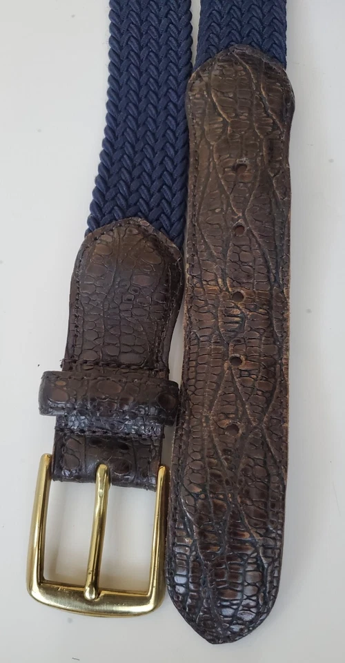 Cinturón de tela de piel de serpiente tejido elástico de latón 1141D para hombre talla 36 Canadá Foto 3 de 4