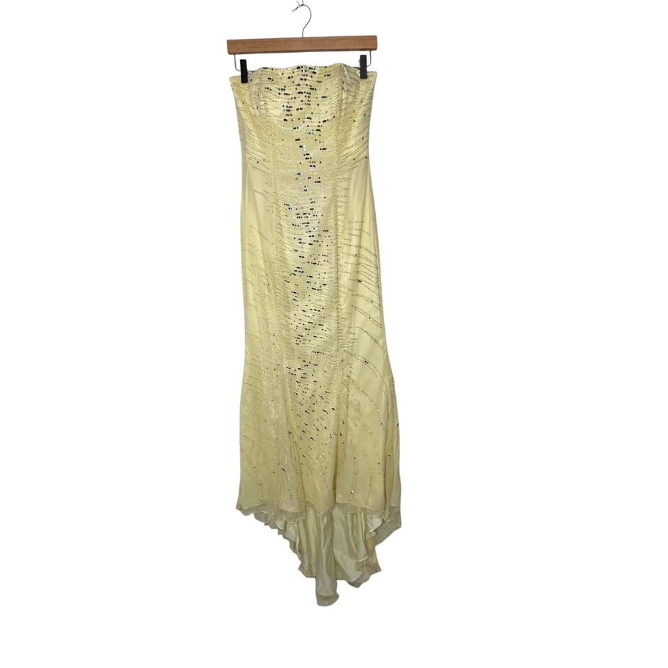 Vtg Alyce Designs Sleeveless Maxi Scarf  8 Yellow Beaded Sequin Corset Fairy Y2K - Image 4 of 4