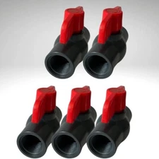 5 Pack 3/4'' PVC Ball Valves, T-handle Water Shut-Off Ball Valve Threaded (NPT)