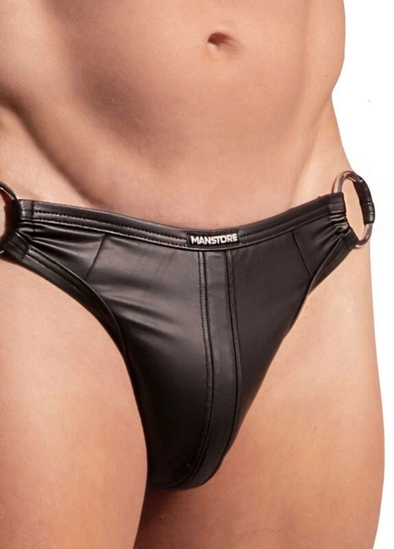 Cueca em forma de loja M2289 tamanho M: nova imitação de couro preta - Imagem 2 de 4