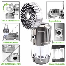 Portable Solar Camping Light Adjustable Fan Outdoor Lantern Rechargeable Lamp