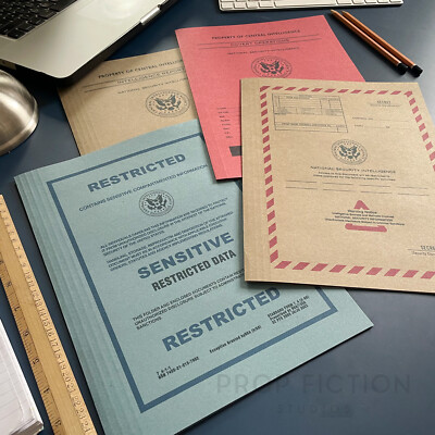 Movie Prop Secret Agent Mission Report Files / 4 x Cosplay Spy Intel ...