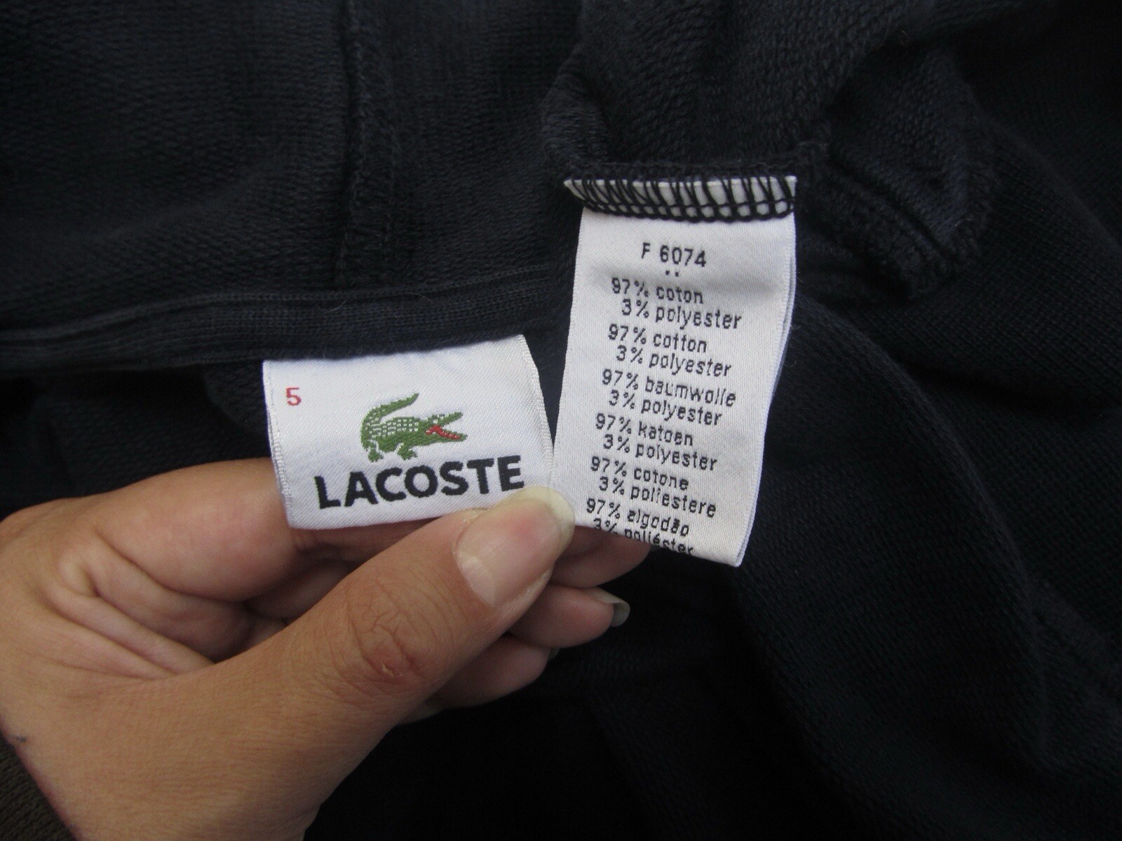 vintage lacoste navy zip up hoodie mens 5 (L) image 3