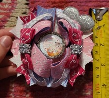 Custom Best Friends Valentine kittens rhinestones hair bow barrette clip vtg ins