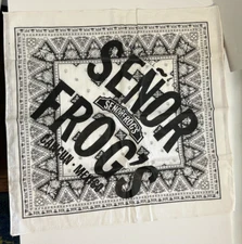 Vintage Collectible Bandana Handkerchief Senor Frog's Cancun Mexico Black White
