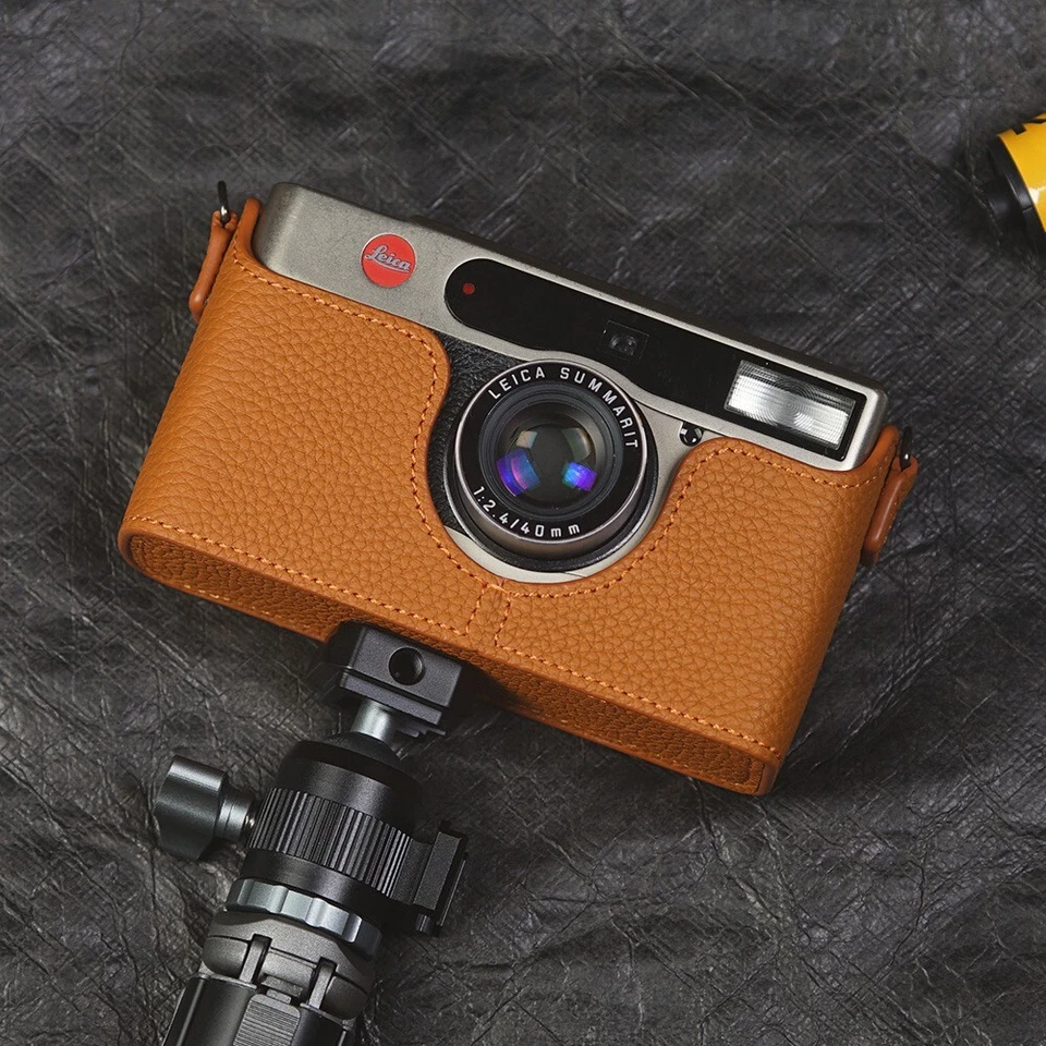 Capa bolsa meia câmera couro genuíno real para Leica Minilux Summarit 40mm - Imagem 2 de 4