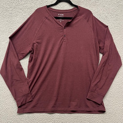 01.Algo Hemd Herren XL rot Henley Performance Langarm Activewear Komfort