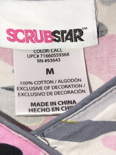 Lot 2 Pink ScrubStar Top M Camo Leopard Print Short Sleeve Nurse Tech Uniform - Picture 2 of 15