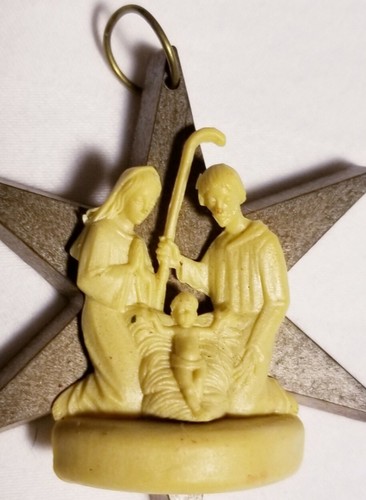 Vtg Miniature Nativity Ornament Mid Century Star Plastic Italy - Picture 2 of 7