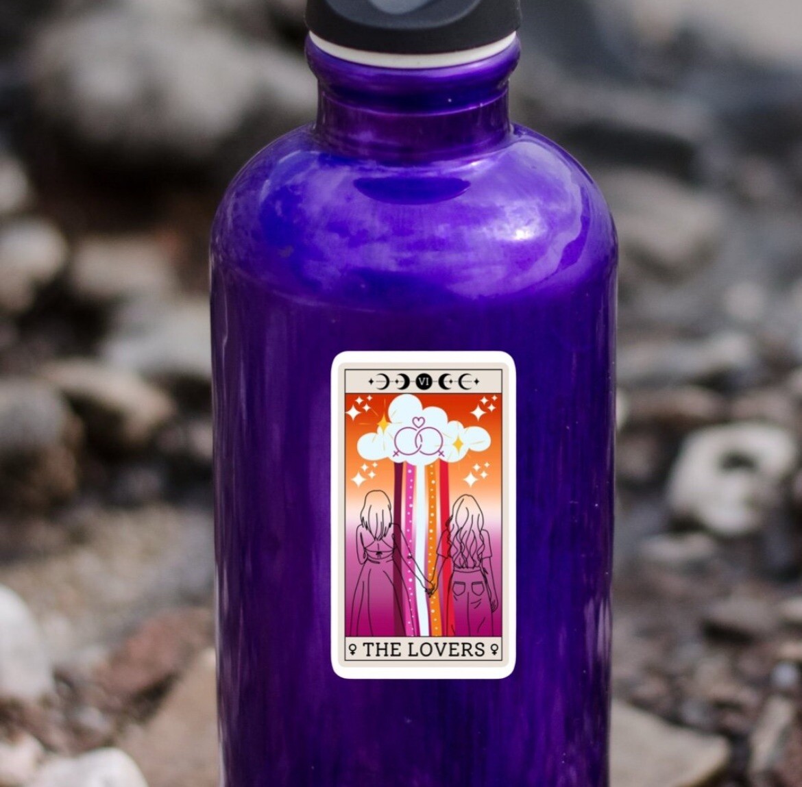 The Lovers Lesbian Tarot Card LGBT Vinyl Laptop Water Bottle