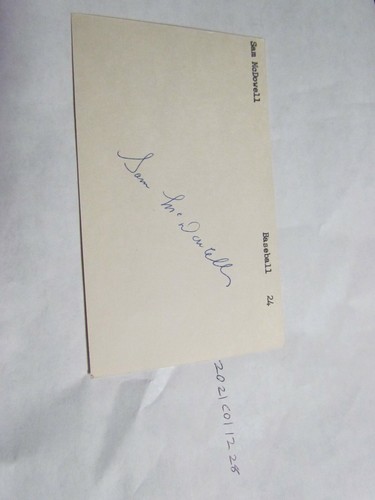 Sam McDOWELL Signed Index Card Beckett Pre Certified  - Picture 1 of 3