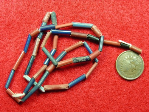 TRADE BEADS RED BLUE TUBULAR STRAW BEADS NEW YORK Authentic Indian Relics - Picture 15 of 21