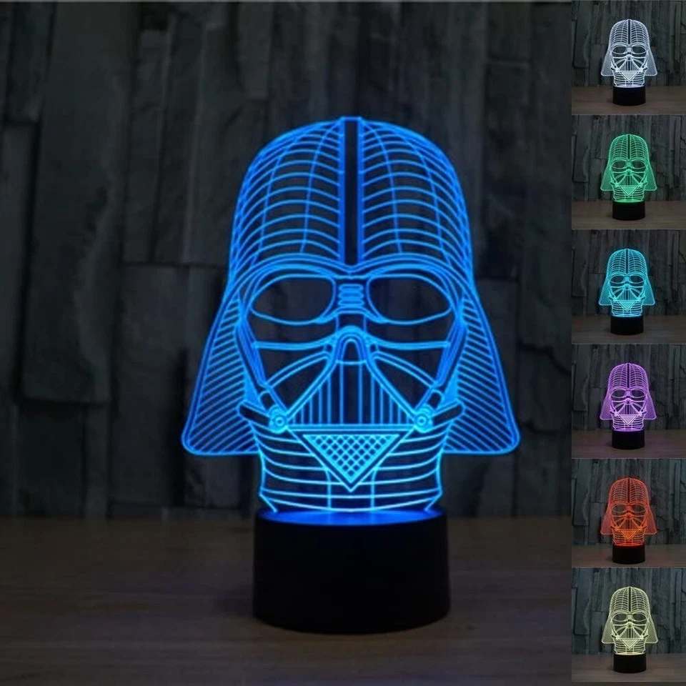 1 Lampada Notturna LED Darth Vader Dart Fener 3D Luce Indiretta Multicolor USB - Immagine 3 di 4