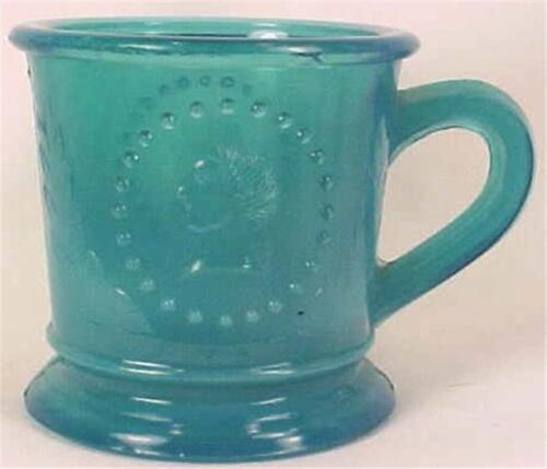 Antique Ceres Goddess of Liberty Childs Mug Blue Early American Pressed Glass - Afbeelding 1 van 7
