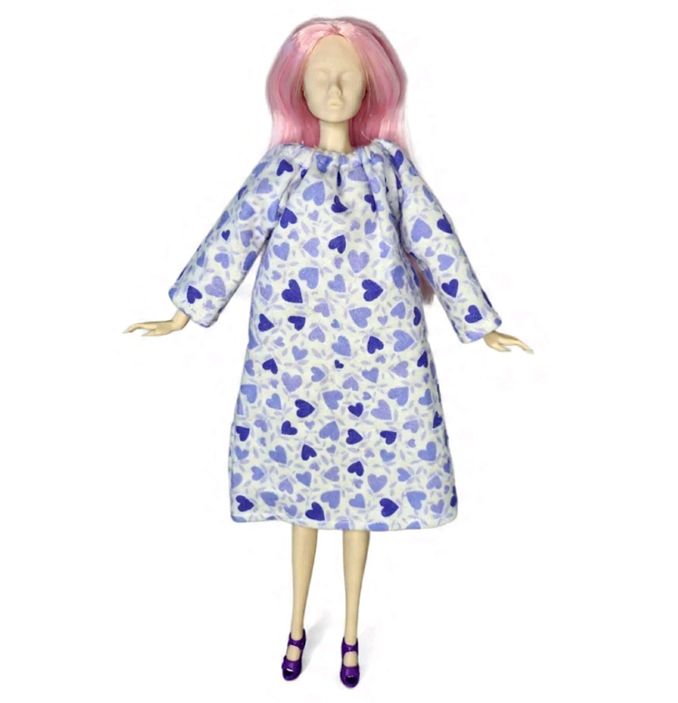 Valentine Dress Purple Heart Nightgown For Fits 11.5-12" Girl Fashion Doll 1:6