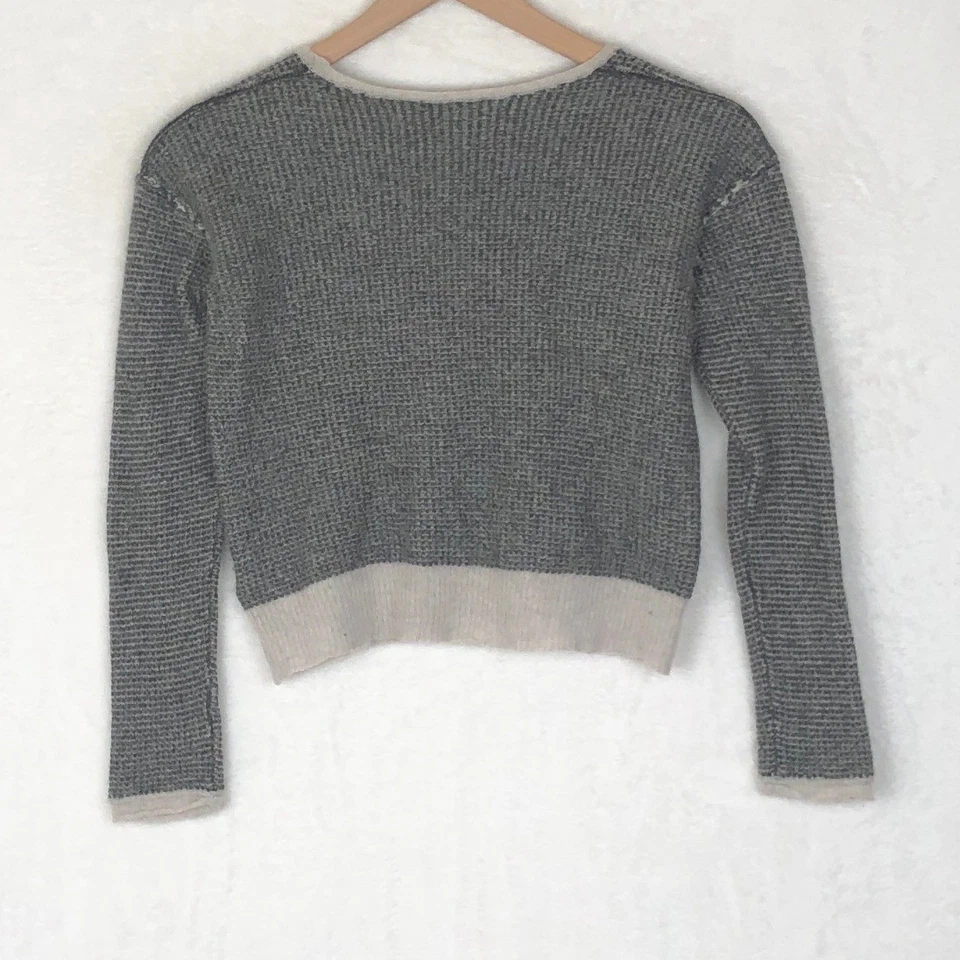JAMES PERSE Los Angeles 100% Cashmere Gray Knit Sweater Sz XS Round Neck Cropped - Image 2 of 4