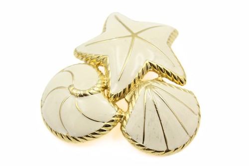 Crown Trifari Designer Signed Nautical Sea Shell Beach Summer Vibe Demi Set - Picture 6 of 18
