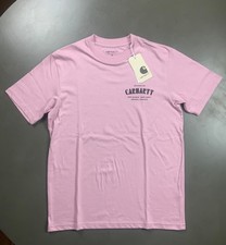 T-shirt da uomo, Carhartt, colore rosa, con stampe; tg. S, nuova con etichetta