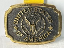 Pre-Owned Vintage 1981 C  S Solid Brass United States Of America Belt Buckle