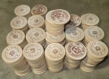 Lot Of 350 Wooden Nickels, 25&cent; Wooden Quarters, (5 Wooden Nickels Each)