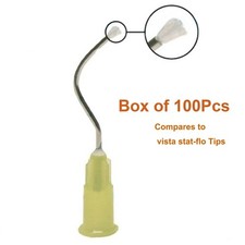 Dental Delivery Tip Prebent Metal Infusor Tip Brush Padded End 19GA Yellow 100pk