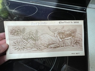 Vtg Craftaid Leather Carving Templates - Wallet Long Horn Steer