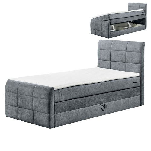 Boxspringbett - anthrazit - H2 - 120x200 cm Doppelbett Polsterbett Gästebett - Bild 2 von 10